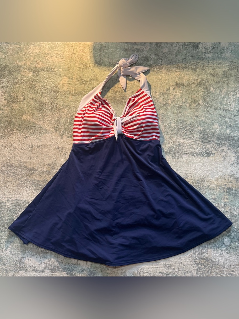 Cocoship Red White & Blue Nautical Swim Dress W/ Built-in Shorts- Size US 22